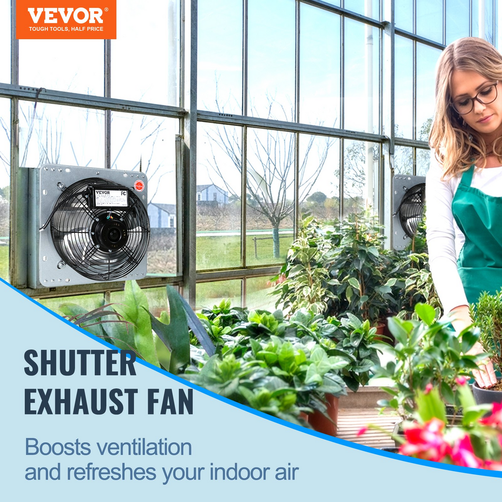 VEVOR Ventilador de Aluminio para Montaje en Pared de 12'', Alta Velocidad 1000 CFM con Motor de CA