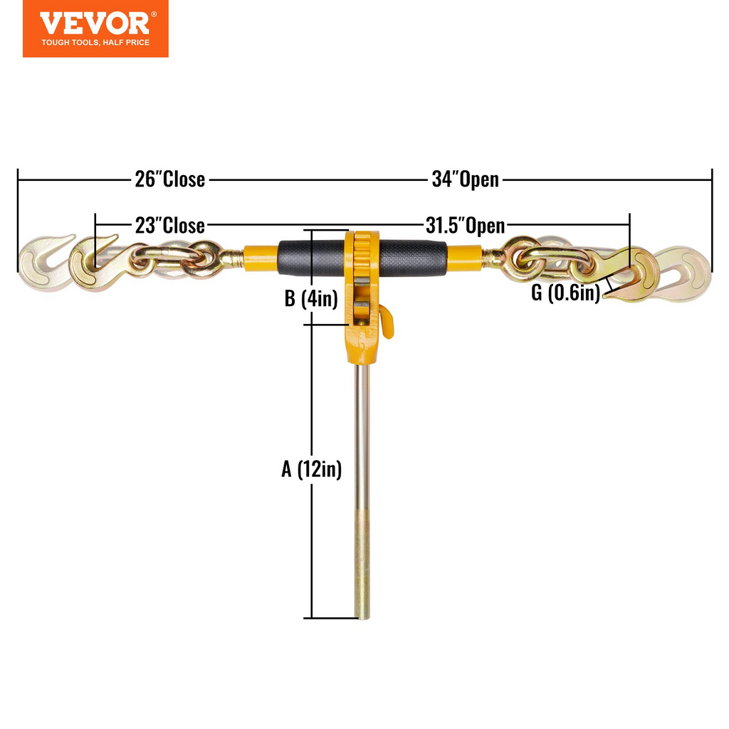 VEVOR juego de cadena con trinquete gatas de carga de alta resistencia de 3/8"-1/2", con ganchos G80, límite de carga seguro de 12000 libras 4 piezas