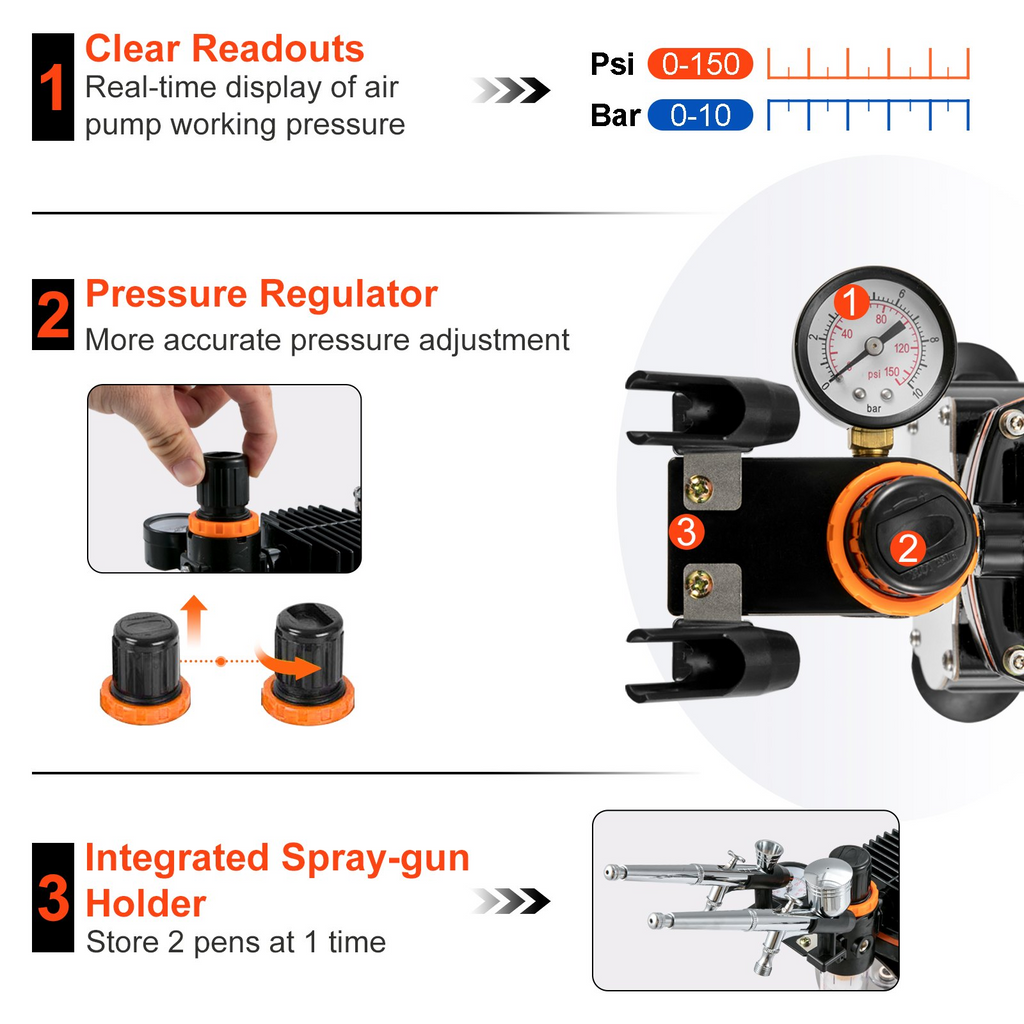 VEVOR Kit de aerógrafo, profesional con compresor con aerógrafos multiusos de doble acción con alimentación por gravedad