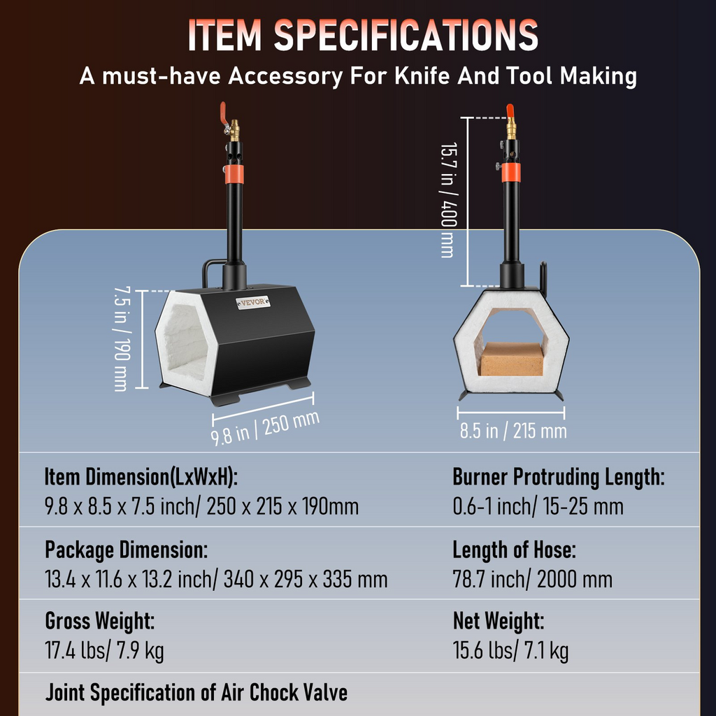 VEVOR Forja de propano portátil, herramienta de un solo quemador kit completo