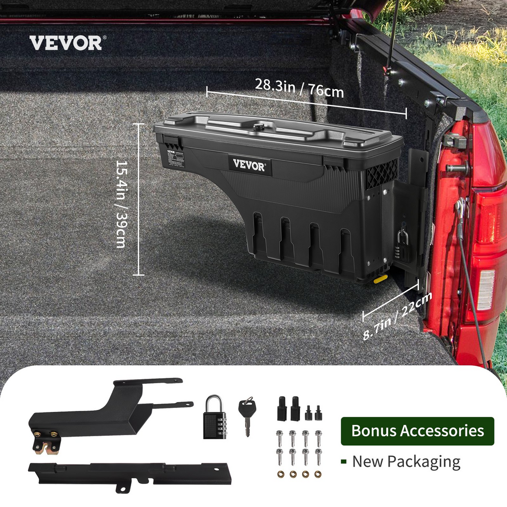 VEVOR Caja de almacenamiento para caja de camioneta, lado del conductor impermeable PA6 para rueda, 6,6 gal/25 L