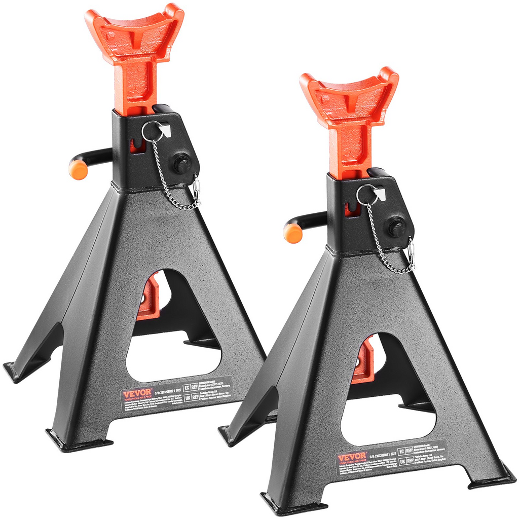 VEVOR Jack Stands, 6 Ton (13,000 lbs) Capacity Car Jack Stands Double Locking, 14.2 -23 inch Adjustable Height, for lifting SUV, Pickup Truck, Car and UTV/ATV, Red, 1 Pair