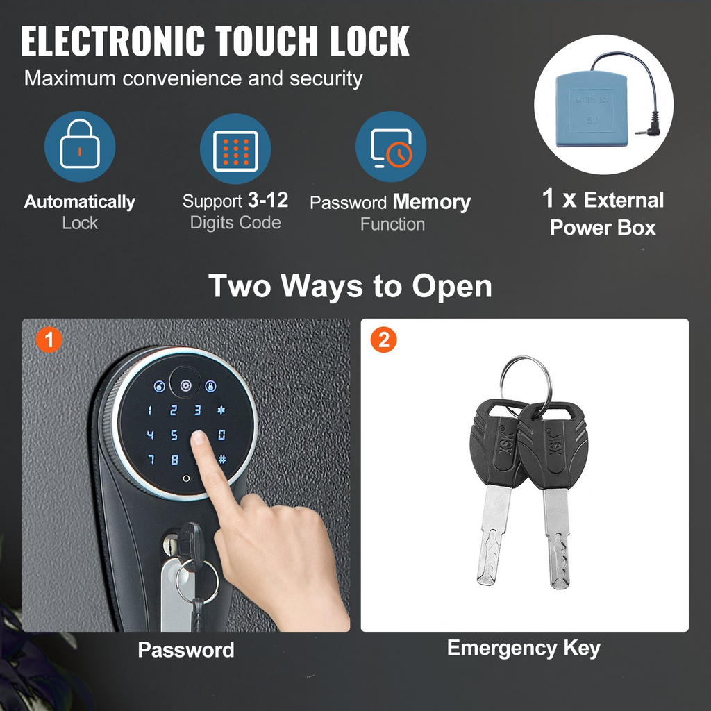 VEVOR Caja fuerte para 5 armas, con cerradura y teclado digital, y estante de almacenamiento extraíble