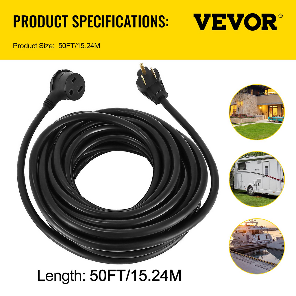 VEVOR Cable de extensión de soldadura Cable de soldadura de plasma MIG TIG de 50 pies Cable de extensión 30A para soldadores portátiles