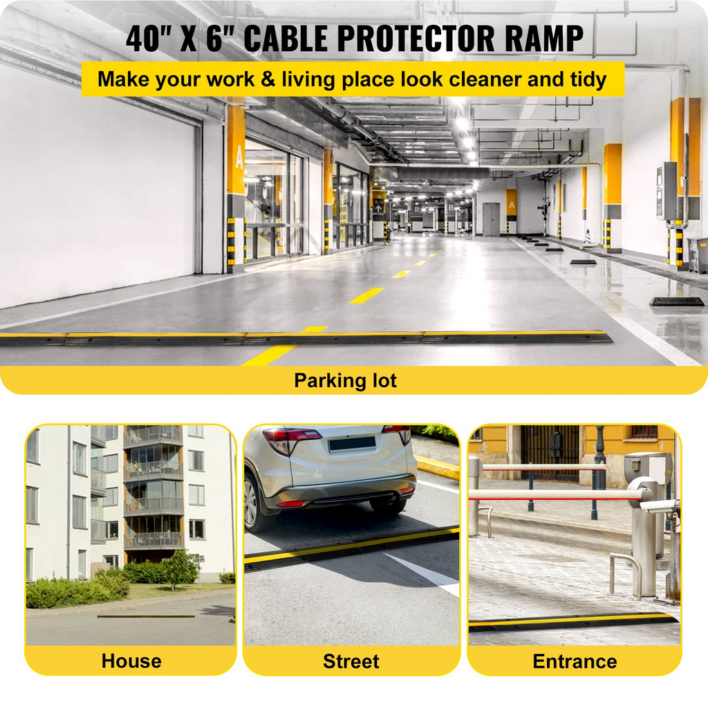 VEVOR Paquete de 4 rampas protectoras de cable de goma de 1 canal, resistentes, capacidad de carga de 22046 libras