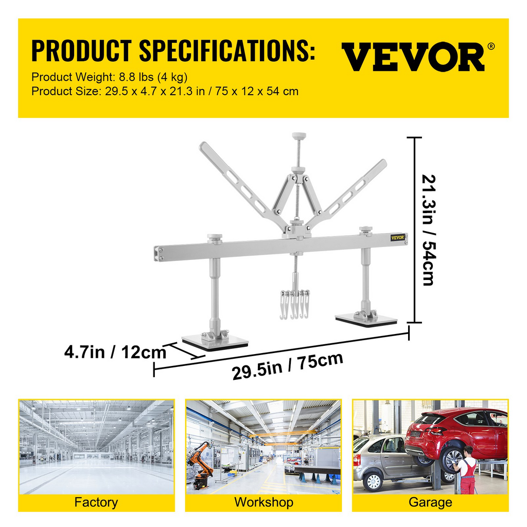 VEVOR Kit de barra de palanca para tirar de abolladuras, apto para extracción de abolladuras de aluminio y acero (750 mm)