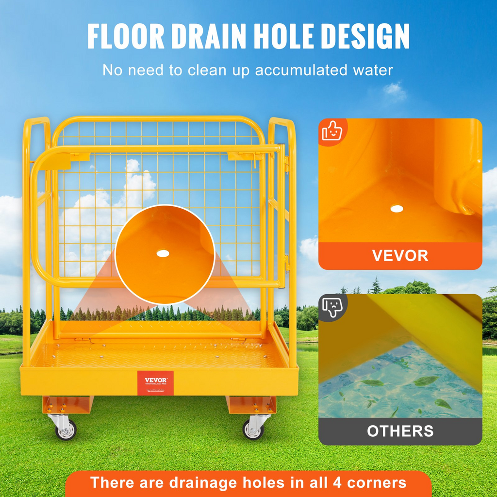 VEVOR Jaula de seguridad para montacargas, capacidad de carga de 1200 libras, plataforma de trabajo plegable para montacargas de 36 x 36 pulgadas