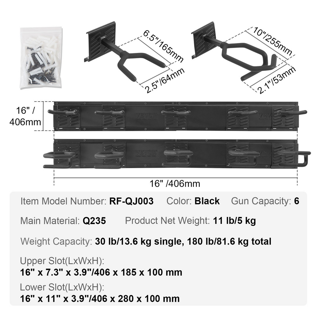 VEVOR Gun Rack, Indoor Gun Rack Wall Mount, 6-Slot Vertical Rifle Shotgun Gun Rack, 180 lb Heavy Duty Metal Wall Gun Rack Display Stand with Soft Padding