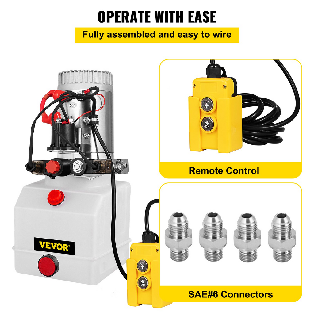 Bomba hidráulica de doble efecto de 3 cuartos de galón 12v Kit de control de unidad de fuerza para remolque