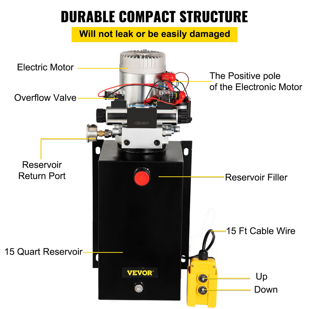 VEVOR Bomba hidráulica de descarga de 12 voltios doble efecto de 15 cuartos