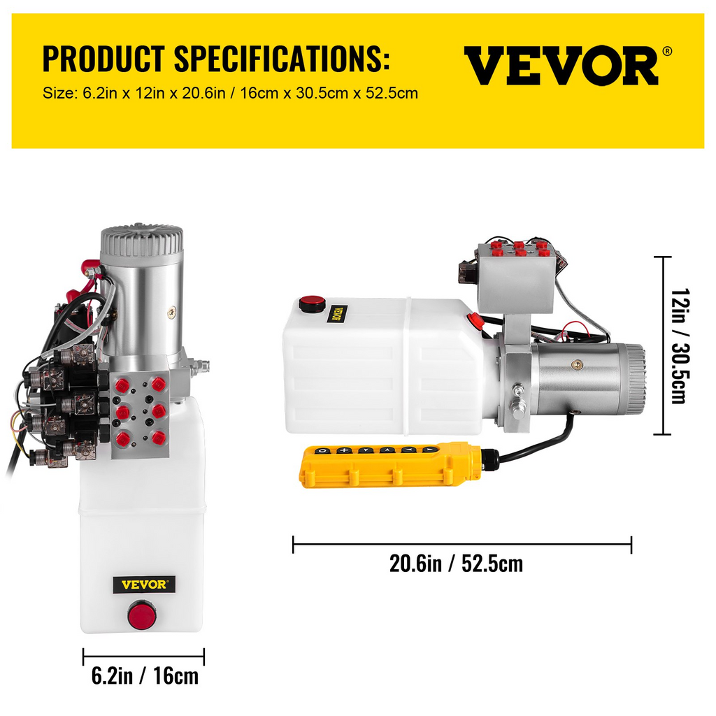 Bomba hidráulica de 6 vías, 12 V, kit de control de remolque de descarga de doble acción de 6 cuartos