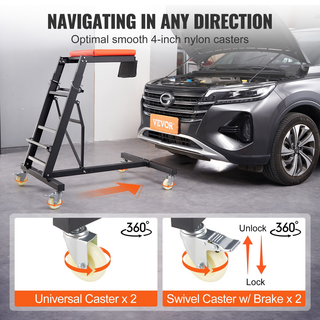 VEVOR escalera automotriz altura ajustable de 49.6" a 75.6" capacidad de 400 libras 4 ruedas giratorias