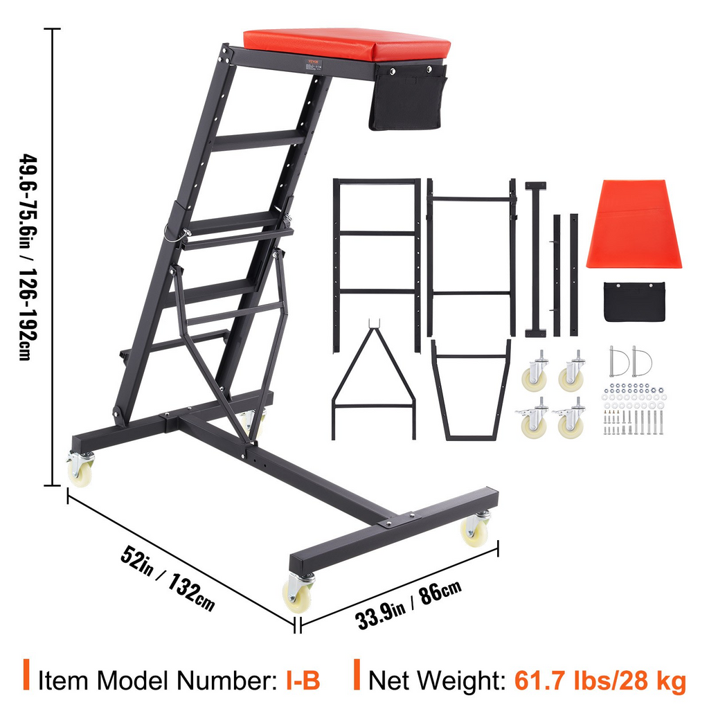 VEVOR escalera automotriz altura ajustable de 49.6" a 75.6" capacidad de 400 libras 4 ruedas giratorias