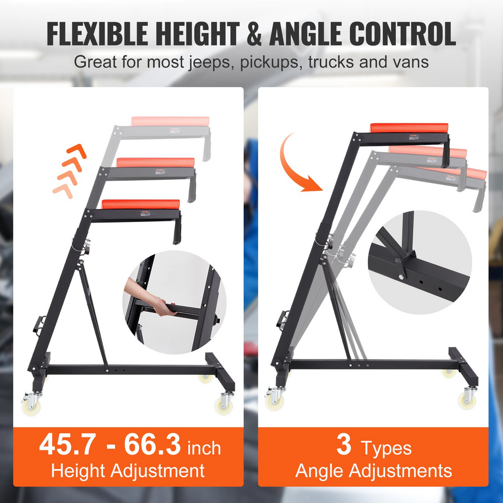 VEVOR escalera de trabajo de automotor con altura ajustable de 45.7" a 66.3" capacidad de 400 libras