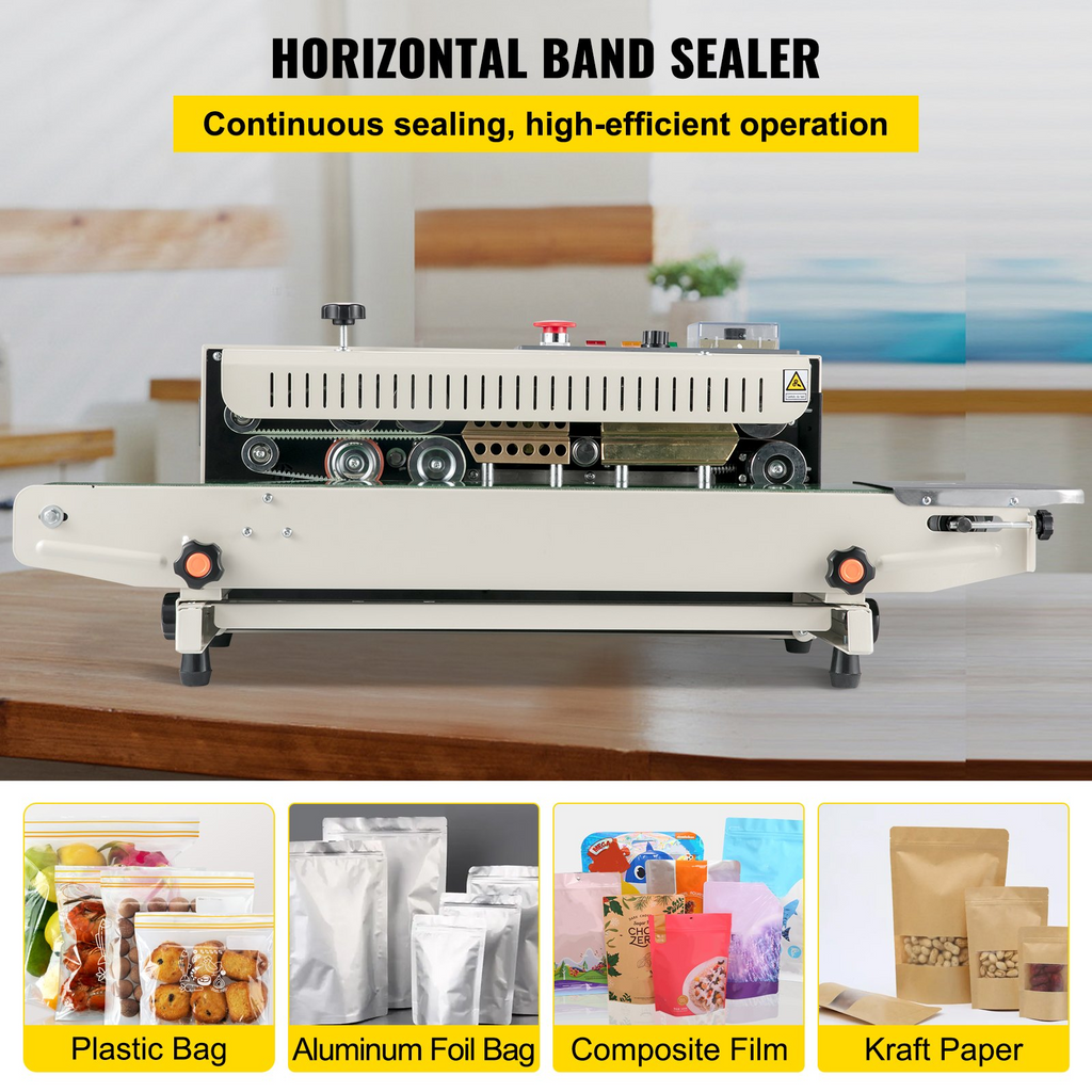 VEVOR FR-770 Sellador de Banda Continua, Sellador de Banda Automático con Control Digital de Temperatura, (Horizontal)