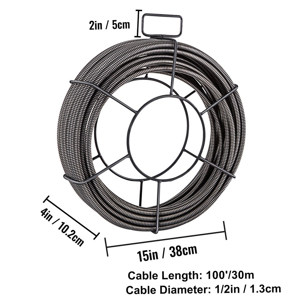 VEVOR Cable de limpieza de drenaje, 100 pies x 1/2 pulgada, cable de núcleo sólido