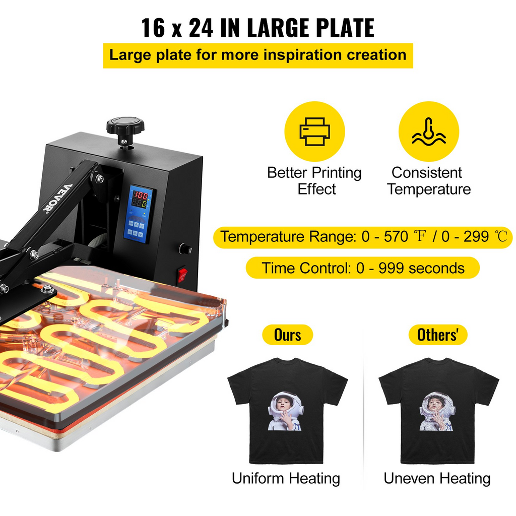 VEVOR Prensa de Calor 16x24 de Potencia de 1700 W