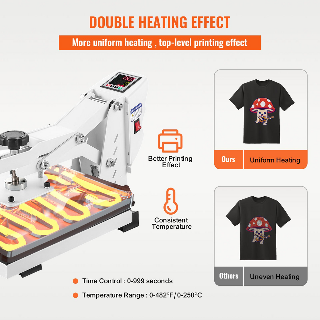 VEVOR Prensa de Calor, Máquina de Prensa de Calor 15x15, Calentamiento Rápido, Máquina de Prensa Impresora de Sublimación Industrial Digital