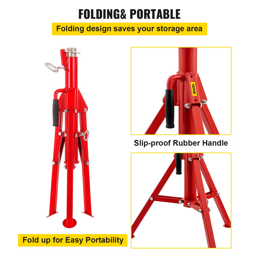 VEVOR Soporte para tubo con cabeza en V, capacidad de 1/8"-12", altura ajustable de 24"-42", capacidad de carga de 2500 lb