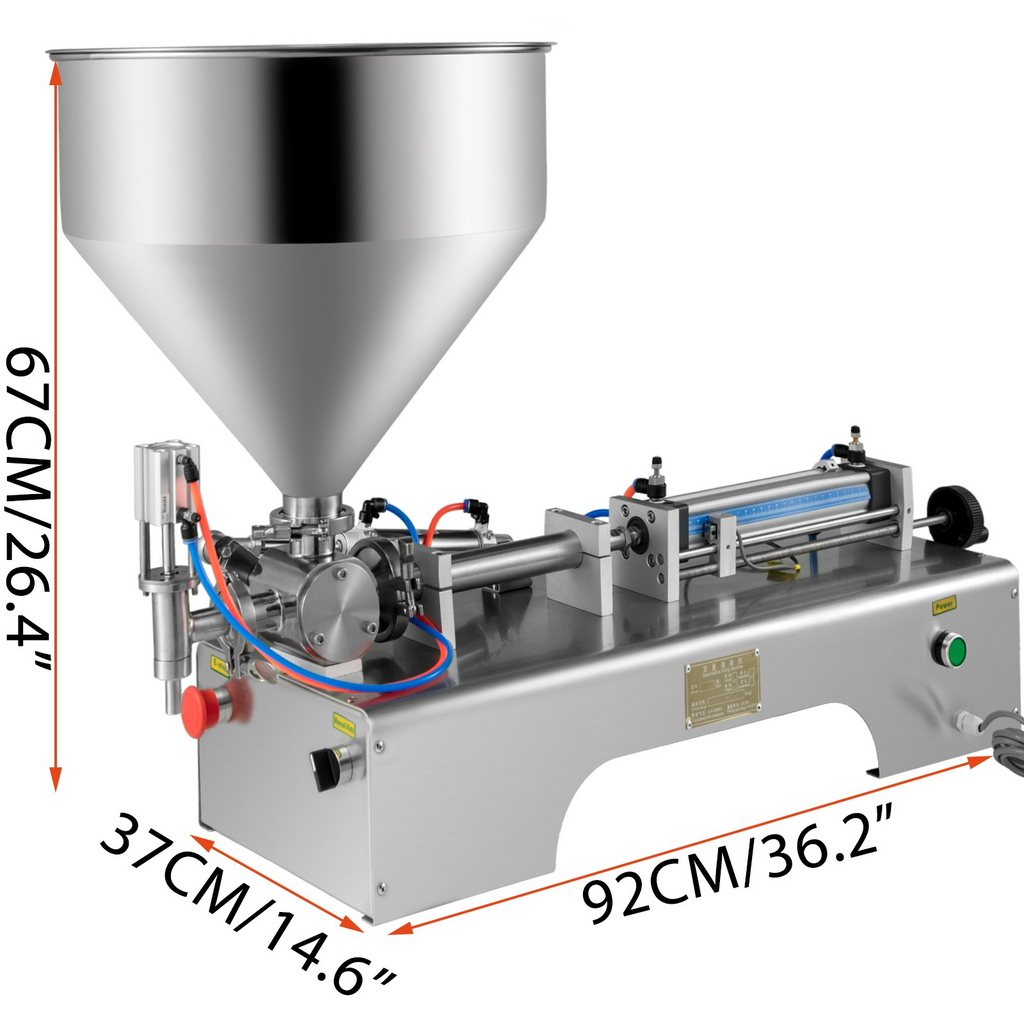 VEVOR Máquina de llenado de líquidos neumática horizontal 10-300ML con tolva de 30L para líquidos de champú en crema