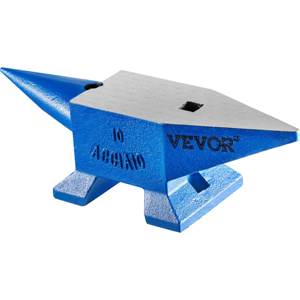 VEVOR Single Horn Anvil 22Lbs Steel Anvil Blacksmith for Sale Forge Steel Tools W/ Round and Square Hole and Equipment Anvil Rugged Blacksmith Jewelers Durable and Robust Metalsmith Tool