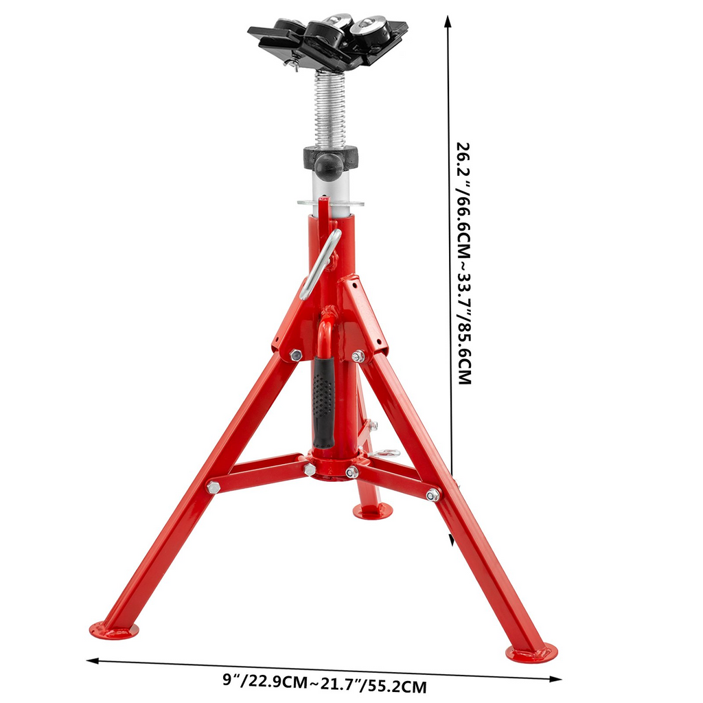 VEVOR Soporte para gato de tubería, resistente de 2500 lb, con cabezal en V de transferencia de 4 bolas y patas plegables, altura ajustable de 24"-43"