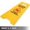 VEVOR 6 Pack Caution Wet Floor Signs 25" Double Sided Caution Sign Bilingual Wet Floor Sign Fold-Out Wet Floor Signs for Wet Floors