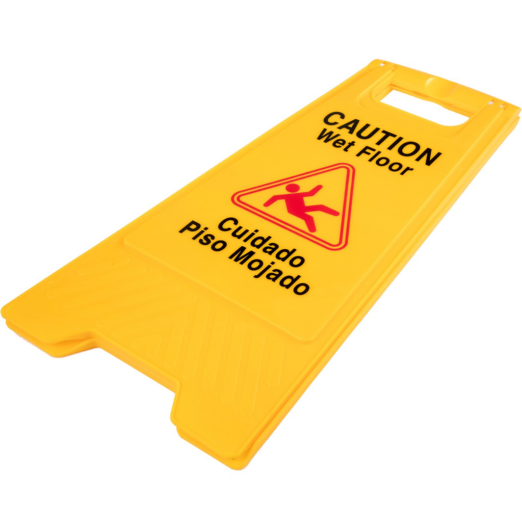 VEVOR 6 Pack Caution Wet Floor Signs 25" Double Sided Caution Sign Bilingual Wet Floor Sign Fold-Out Wet Floor Signs for Wet Floors