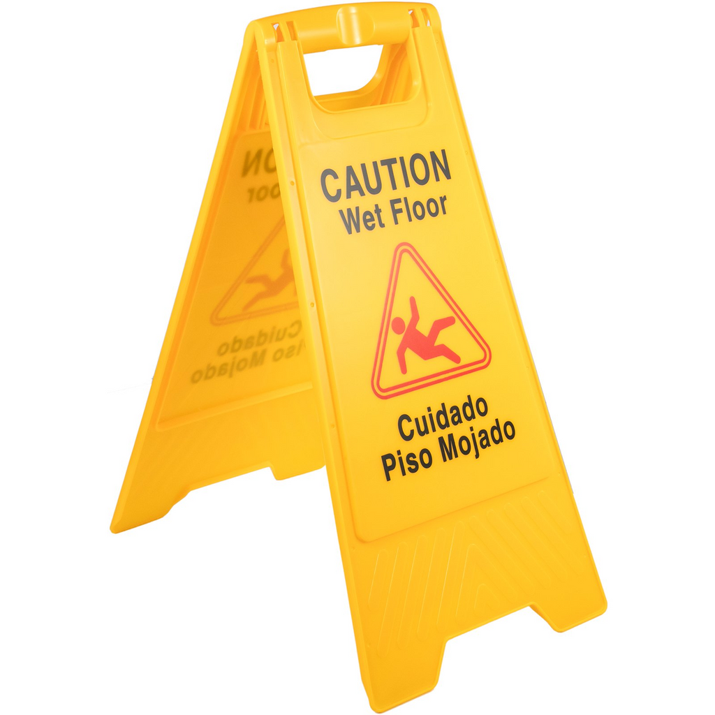 VEVOR 6 Pack Caution Wet Floor Signs 25" Double Sided Caution Sign Bilingual Wet Floor Sign Fold-Out Wet Floor Signs for Wet Floors