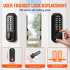 VEVOR Mechanical Keyless Entry Door Lock, 14 Digit Keypad, Outdoor Gate Door Locks Set with Surface-mounted Latch, Water-proof Zinc Alloy, Keypad and Knob, Easy to Install, for Garden, Garage, Yard