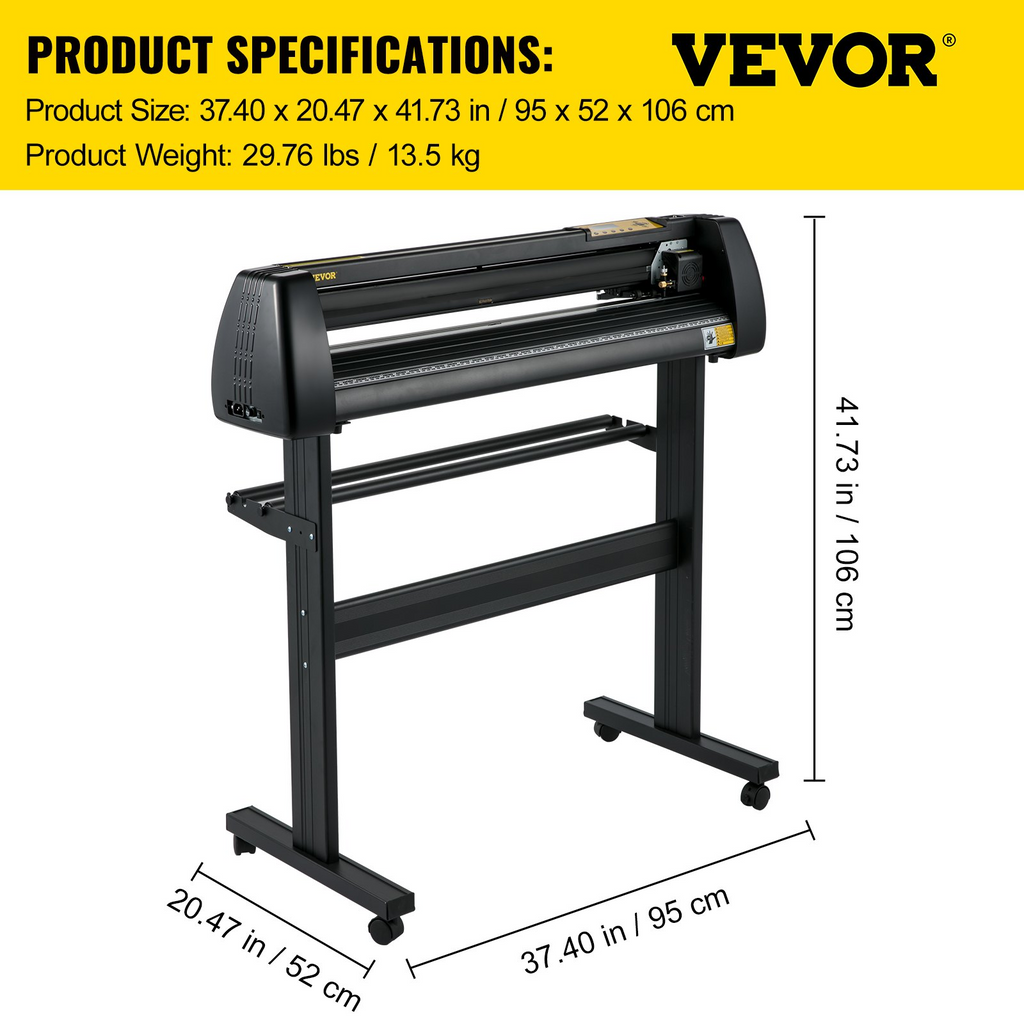 VEVOR Máquina cortadora de vinilo, paquete de trazador de corte de alimentación de papel de 28 pulgadas, impresora de vinilo de fuerza y velocidad ajustable