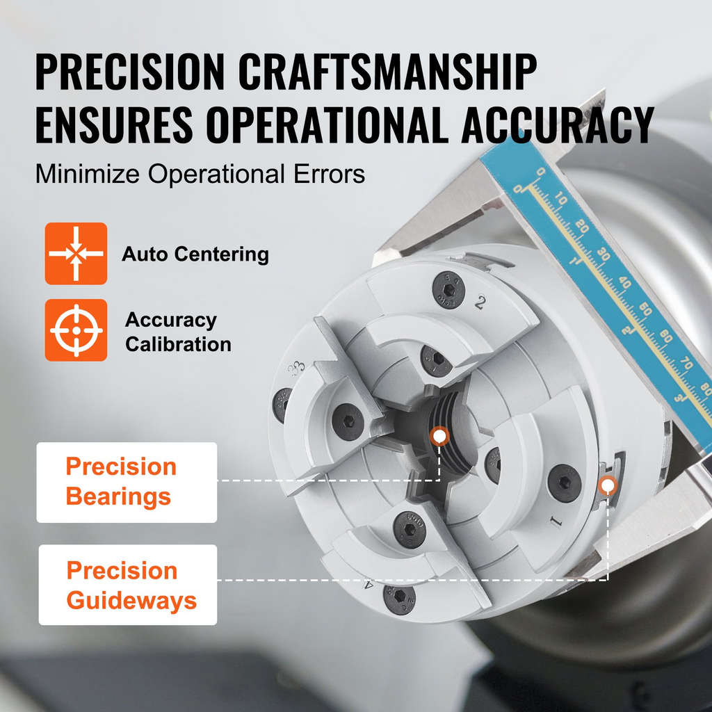 VEVOR Portabrocas de torno, 4 mordazas de 3,75 pulgadas de diámetro, de metal, herramienta autocentrante