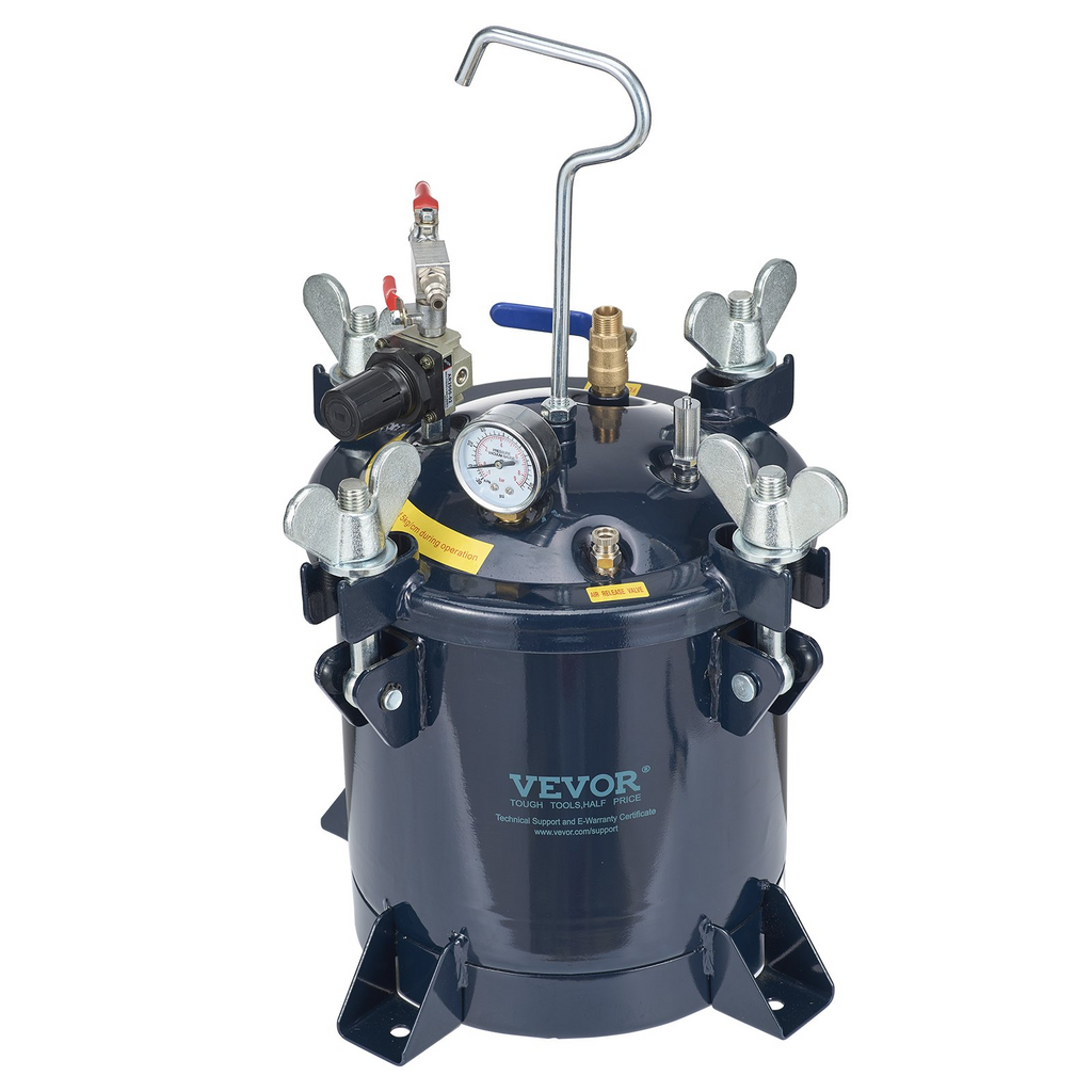 VEVOR Tanque de presión de pintura en aerosol de 10 l/2,5 gal de 70 PSI, estante de metal