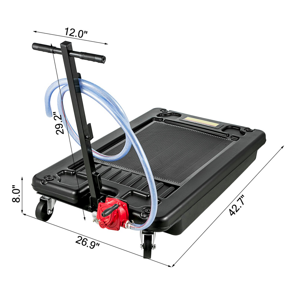 VEVOR Bandeja de drenaje de aceite de perfil bajo de 17 galones con manguera de 8'