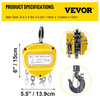 VEVOR Chain Hoist 2200lbs/1ton Chain Block Hoist Manual Chain Hoist 3m/10ft Block Chain Hand Chain Lifting Hoist w/Two Hooks Chain Pulley Tackle Hoist Winch Lifting Pulling Equipment Yellow