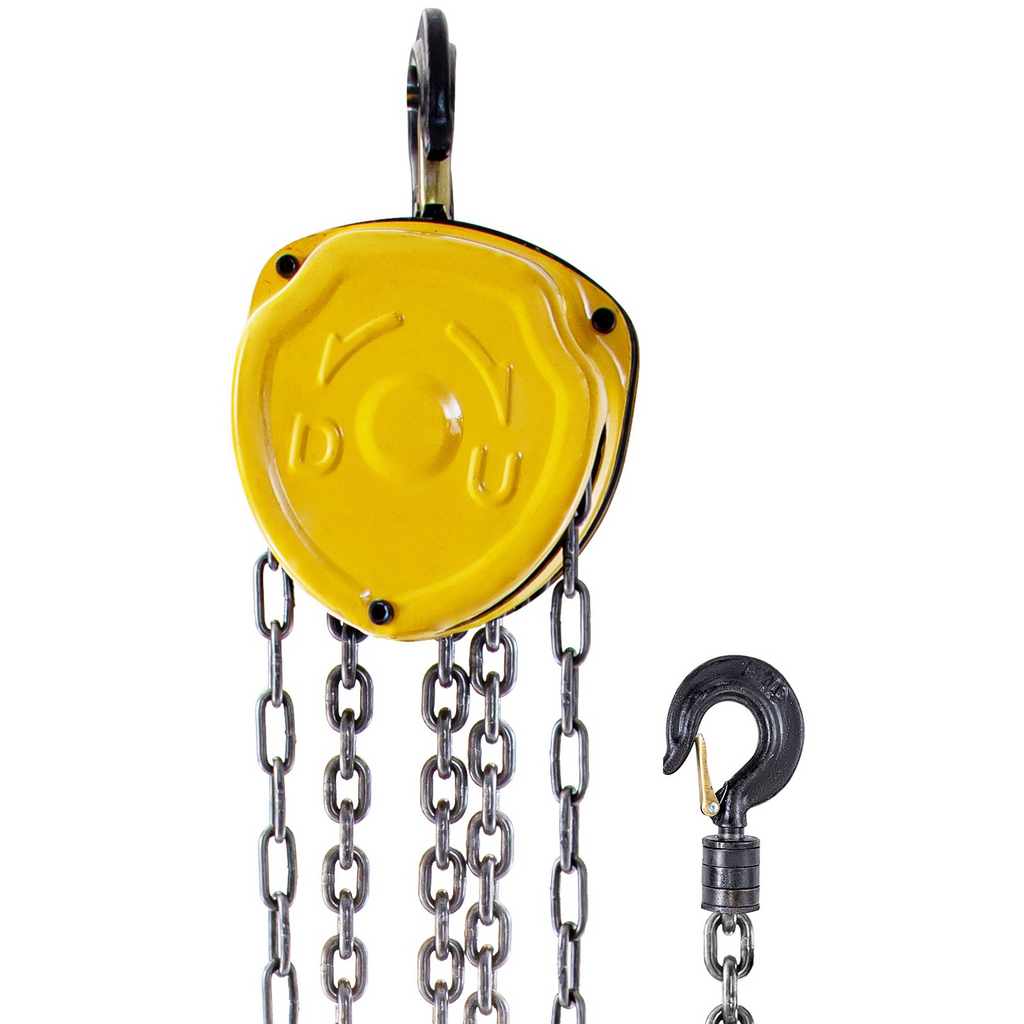 VEVOR Chain Hoist 2200lbs/1ton Chain Block Hoist Manual Chain Hoist 3m/10ft Block Chain Hand Chain Lifting Hoist w/Two Hooks Chain Pulley Tackle Hoist Winch Lifting Pulling Equipment Yellow