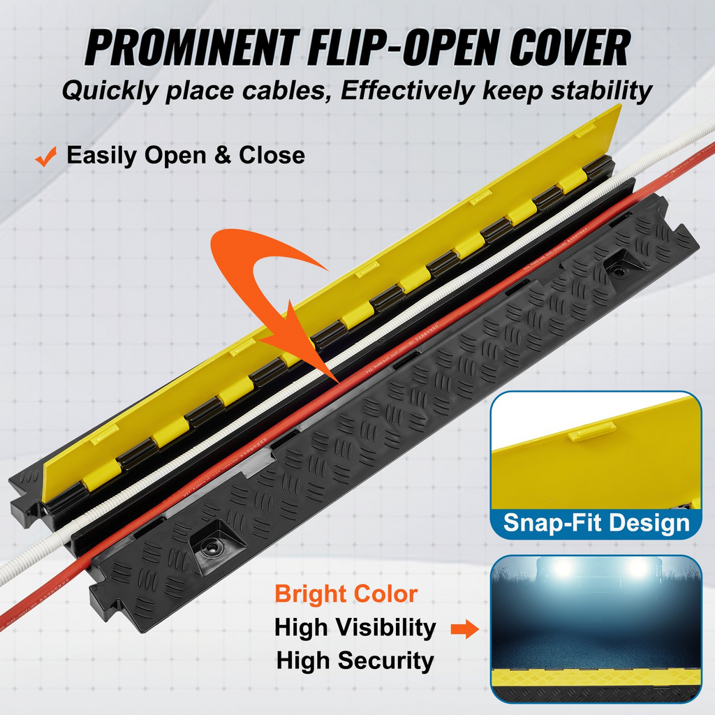 VEVOR 2 Channel Cable Protector Ramp 22000 lbs Load TPU Wire Cable Cover Ramp