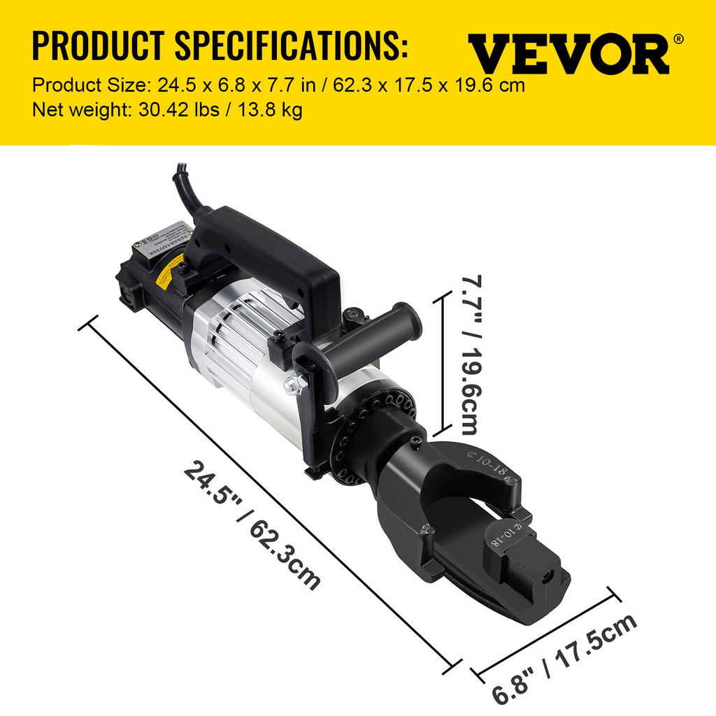 VEVOR Dobladora de barras de refuerzo eléctrica de 1,5 KW, 110 V