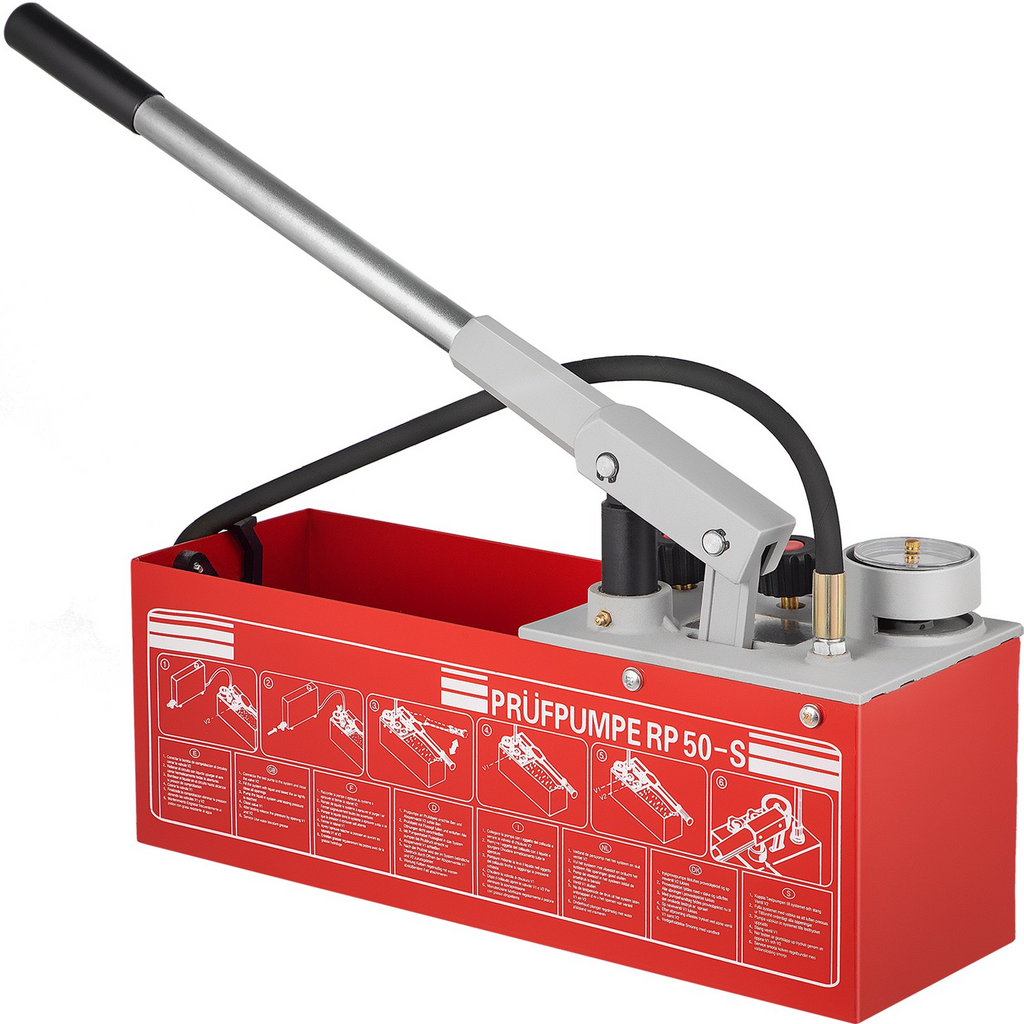 VEVOR Bomba de prueba de presión hidrostática, prueba hasta 60 bar/860 psi, tanque de 3,2 galones, con manómetro de tres unidades y conexión R 1/2"