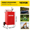 VEVOR Carrito de combustible de 30 galones, tanque de almacenamiento de combustible en 2 ruedas, carrito de gas portátil con bomba de transferencia Manual rojo