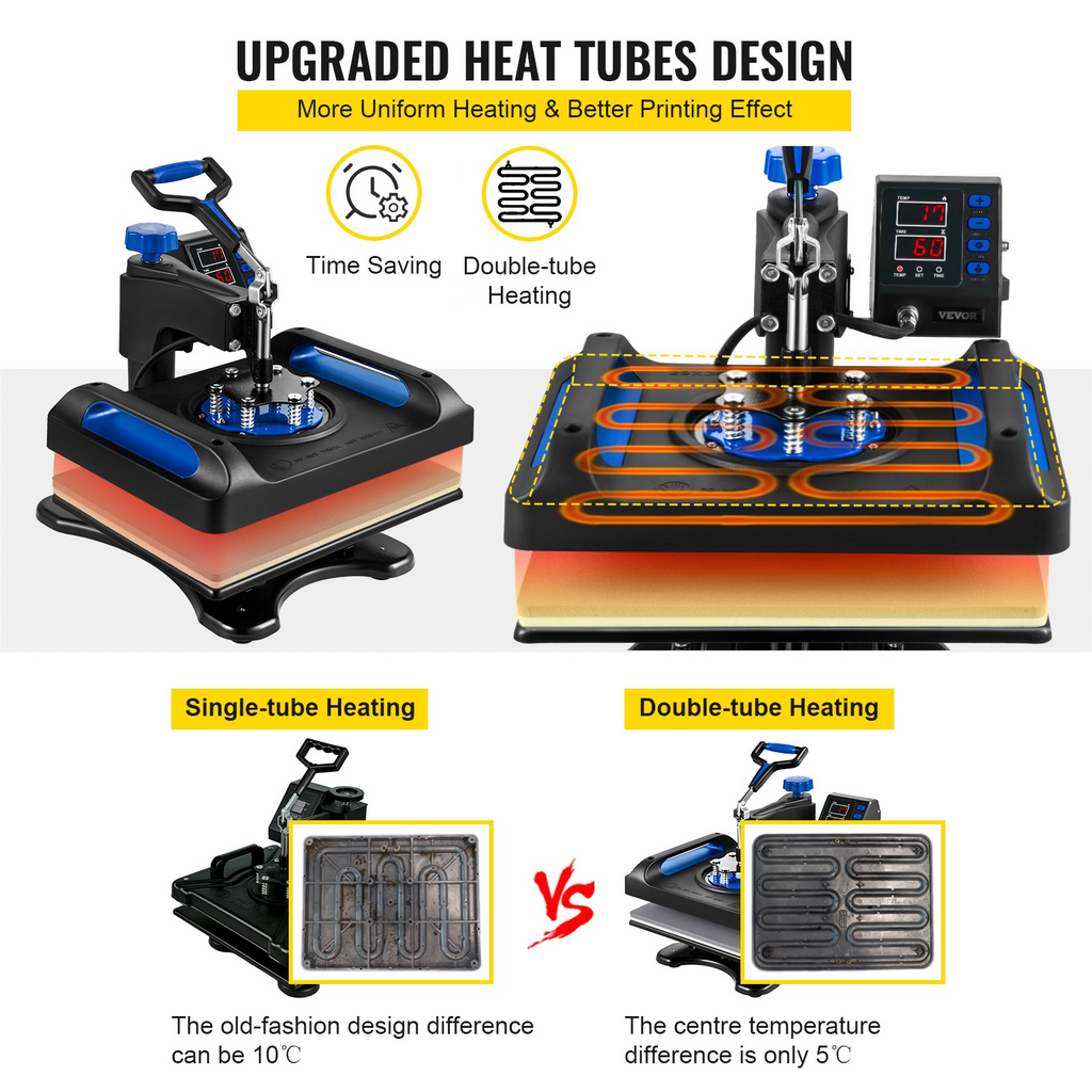 VEVOR Máquina de prensa de calor 12 x 15 pulgadas 8 en 1  sublimación  calor Rotación de 360°  8 en 1