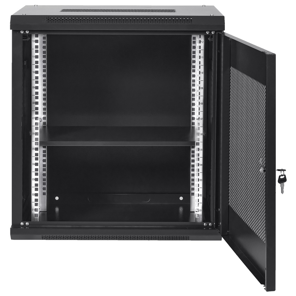 VEVOR Gabinete para servidores de red de montaje en pared de 12U, 15,5 pulgadas de profundidad, gabinete para gabinete en rack para servidores, 200 lbs máx.