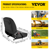 VEVOR Asiento Universal para Carretilla Elevadora Plegable Estilo Komatsu con Cinturón de Seguridad Retráctil y Respaldo Ajustable