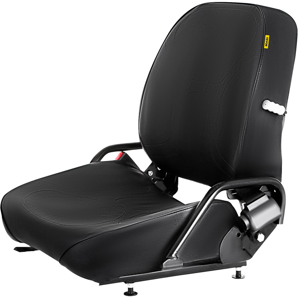 VEVOR Asiento Universal para Carretilla Elevadora Plegable Estilo Komatsu con Cinturón de Seguridad Retráctil y Respaldo Ajustable