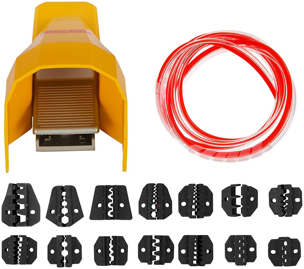 VEVOR Herramienta engarzadora neumática Am-10, Máquina engarzadora de terminales de cable accionada por aire Engarzadora de hasta 16 mm2,  con 15 juegos de troqueles