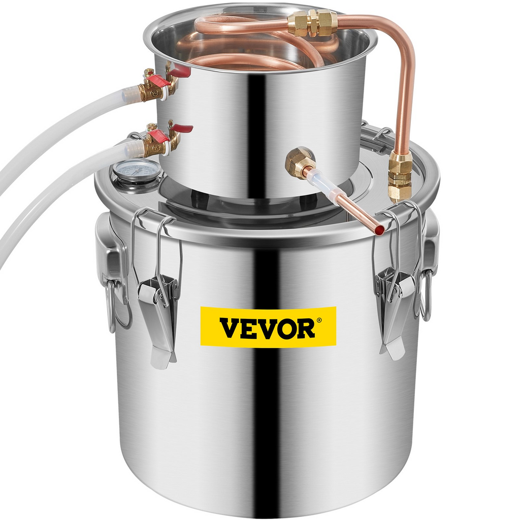 VEVOR 12L Destilador de alcohol de agua 3GAL Caldera para hacer vino de cobre Kit de destilación