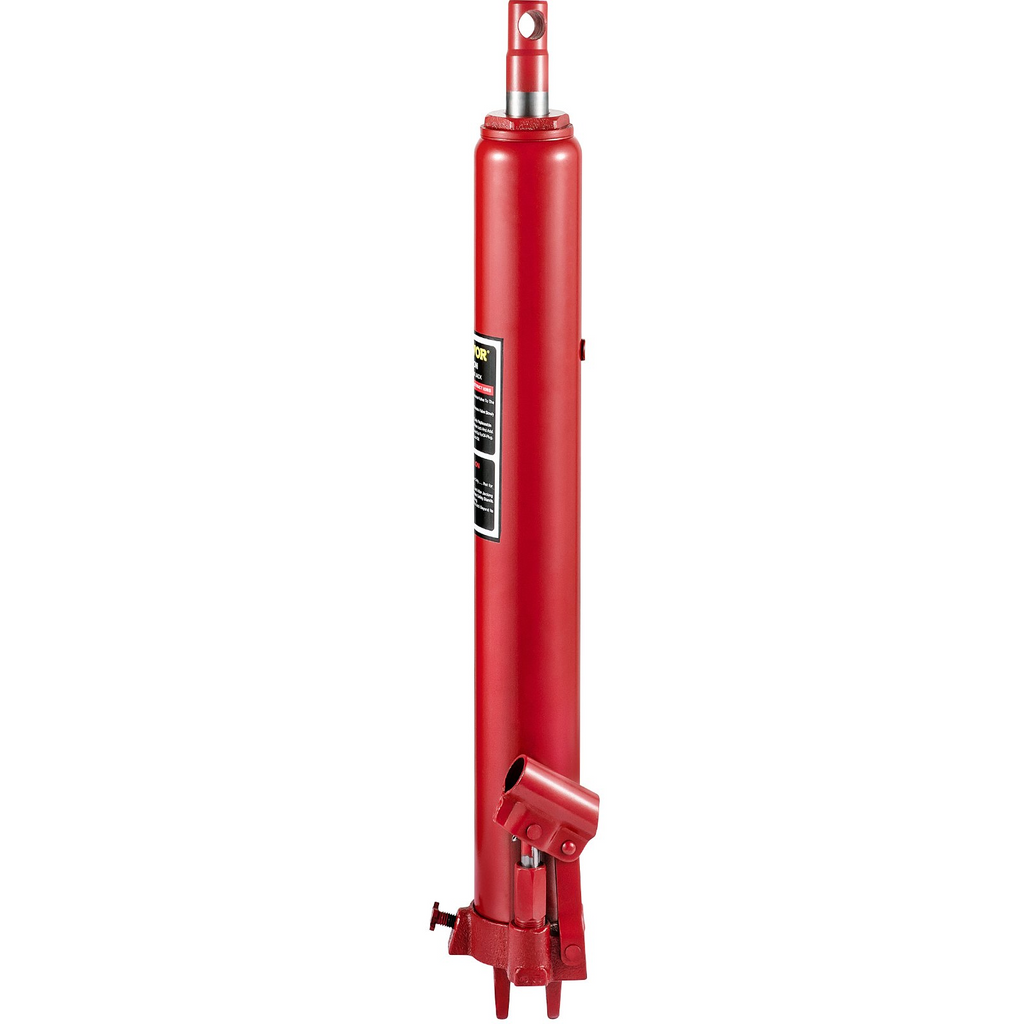 VEVOR Hydraulic Long Ram Jack, 8 Tons/17363 lbs Capacity, with Single Piston Pump and Clevis Base, Manual Cherry Picker w/Handle, for Garage/Shop Cranes, Engine Lift Hoist, Red