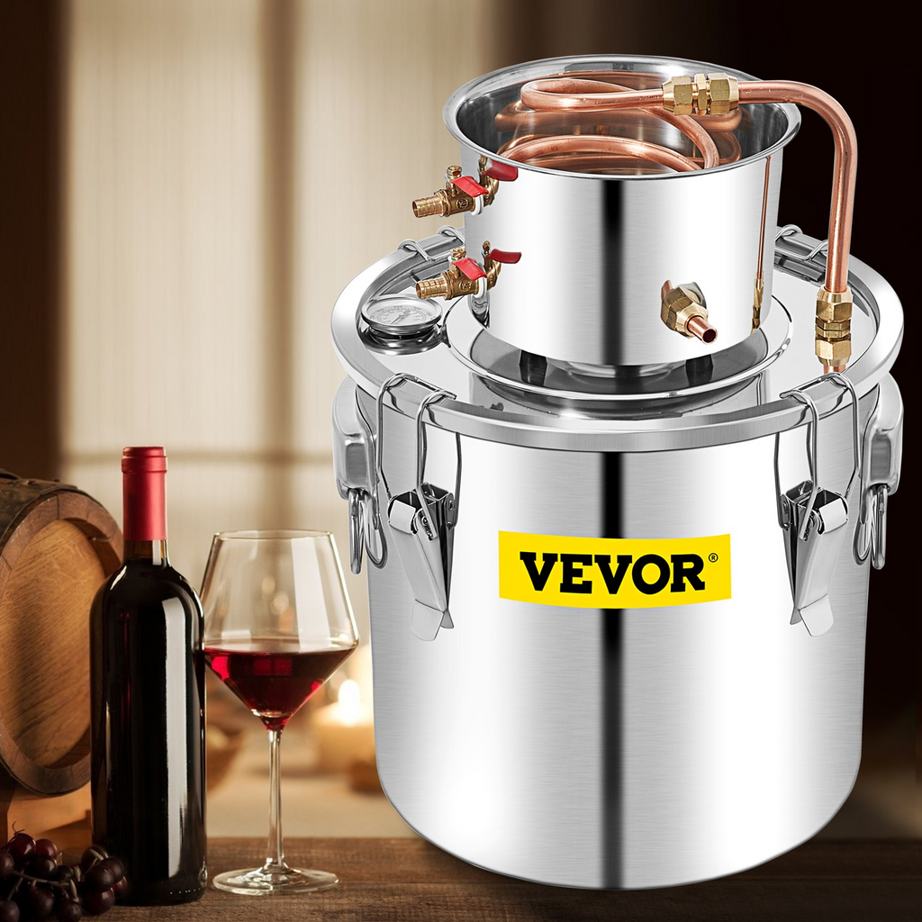 VEVOR Destilador de alcohol, kit de destilería de 50 litros con condensador y bomba de 13,2 galones con tubo de cobre