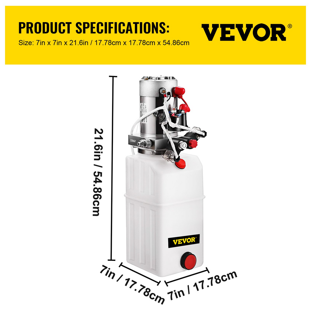 VEVOR Unidad de energía hidráulica Bomba hidráulica de 6 cuartos Paquete de energía hidráulica de 12 V CC de doble acción