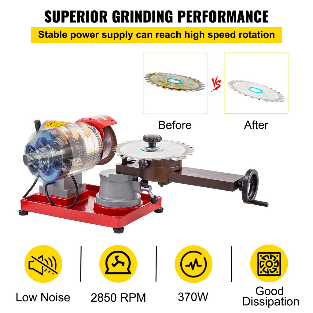 VEVOR Afilador de hojas de sierra circular  con punta de carburo  de 5 pulgadas ángulo giratorio 370 W